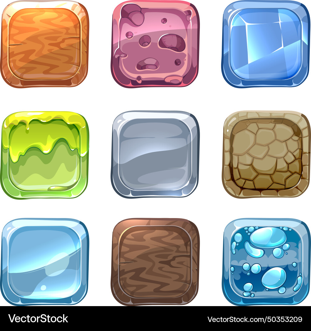 App icons with different textures in cartoon style App icons with different textures in cartoon style vector image