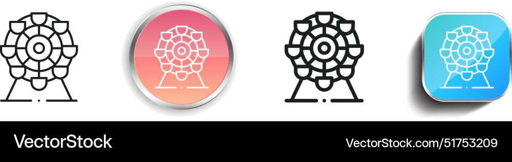 Big wheel icon thin linear regular and button vector image