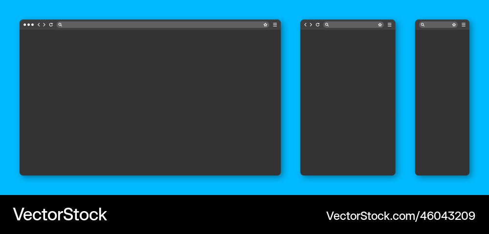 Blank web browser window with toolbar and search Blank web browser window with toolbar and search vector image