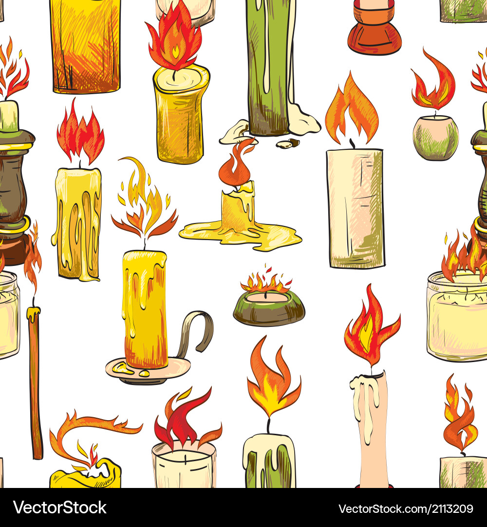 Candle Sketch Pattern vector image