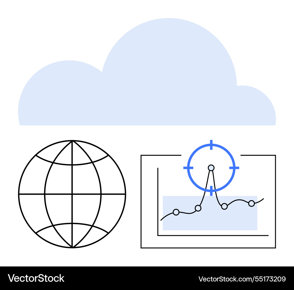 Cloud computing with global connection and data Cloud computing with global connection and data vector image
