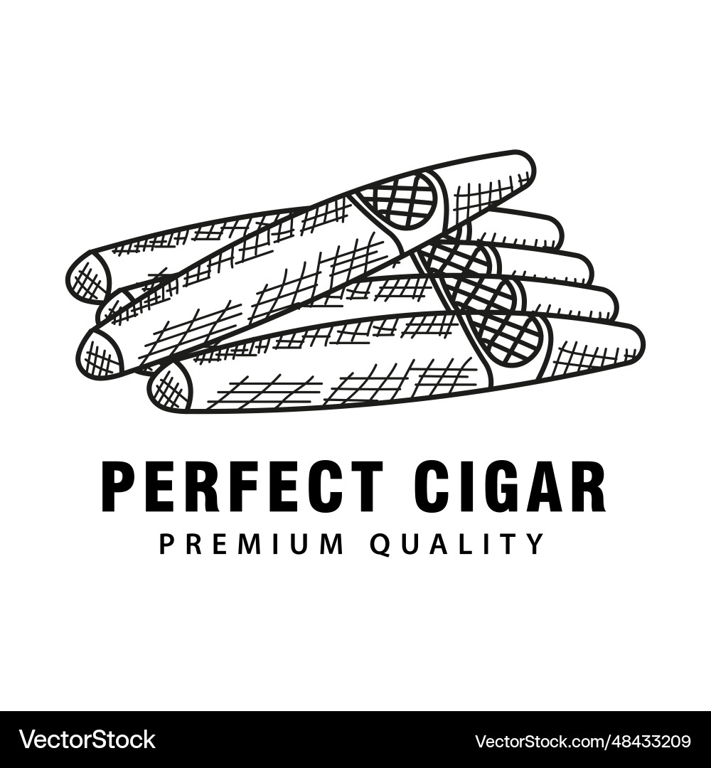 Cuban cigar in vintage retro hand drawn Vector Image