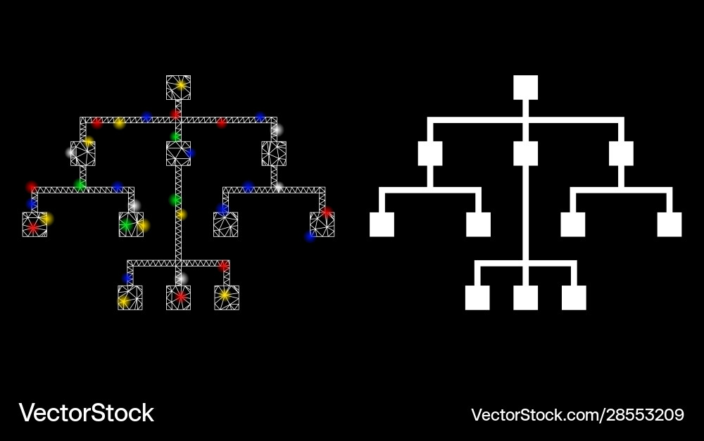 Flare mesh carcass algorithmic tree icon vector image