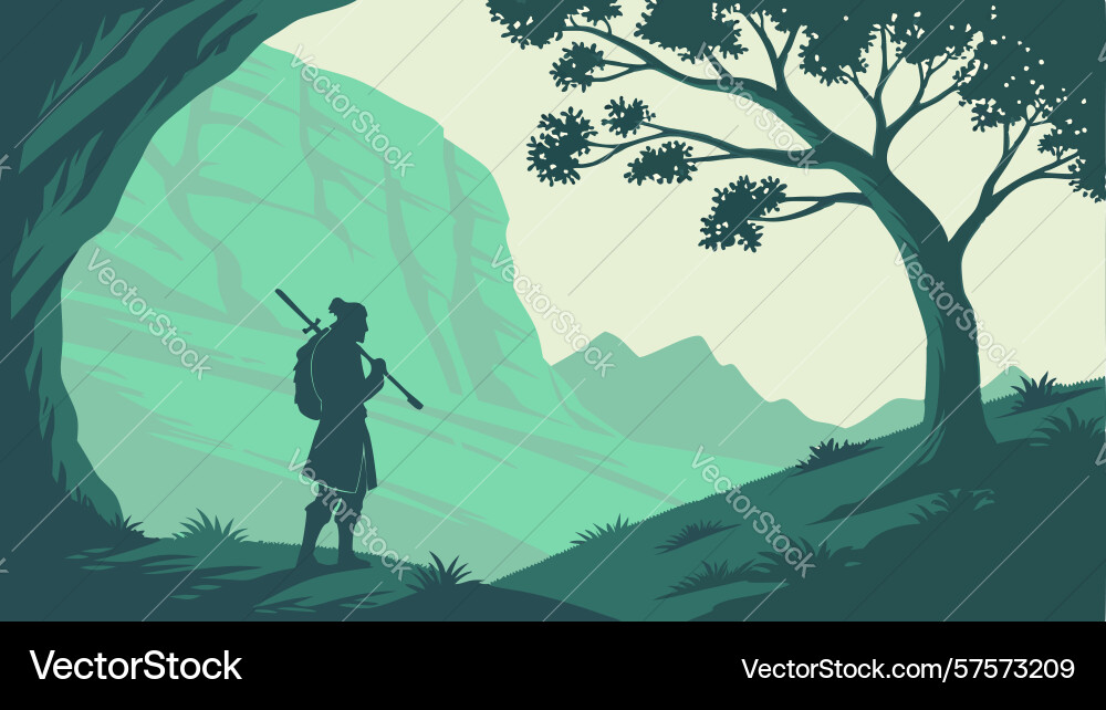 Flutist in green forest design generative ai Vector Image