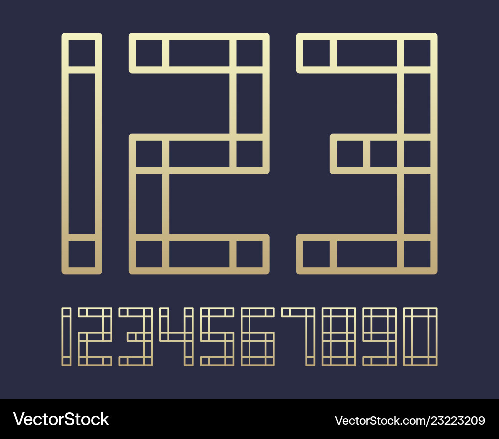 Geometric font line digital effect design numbers vector image