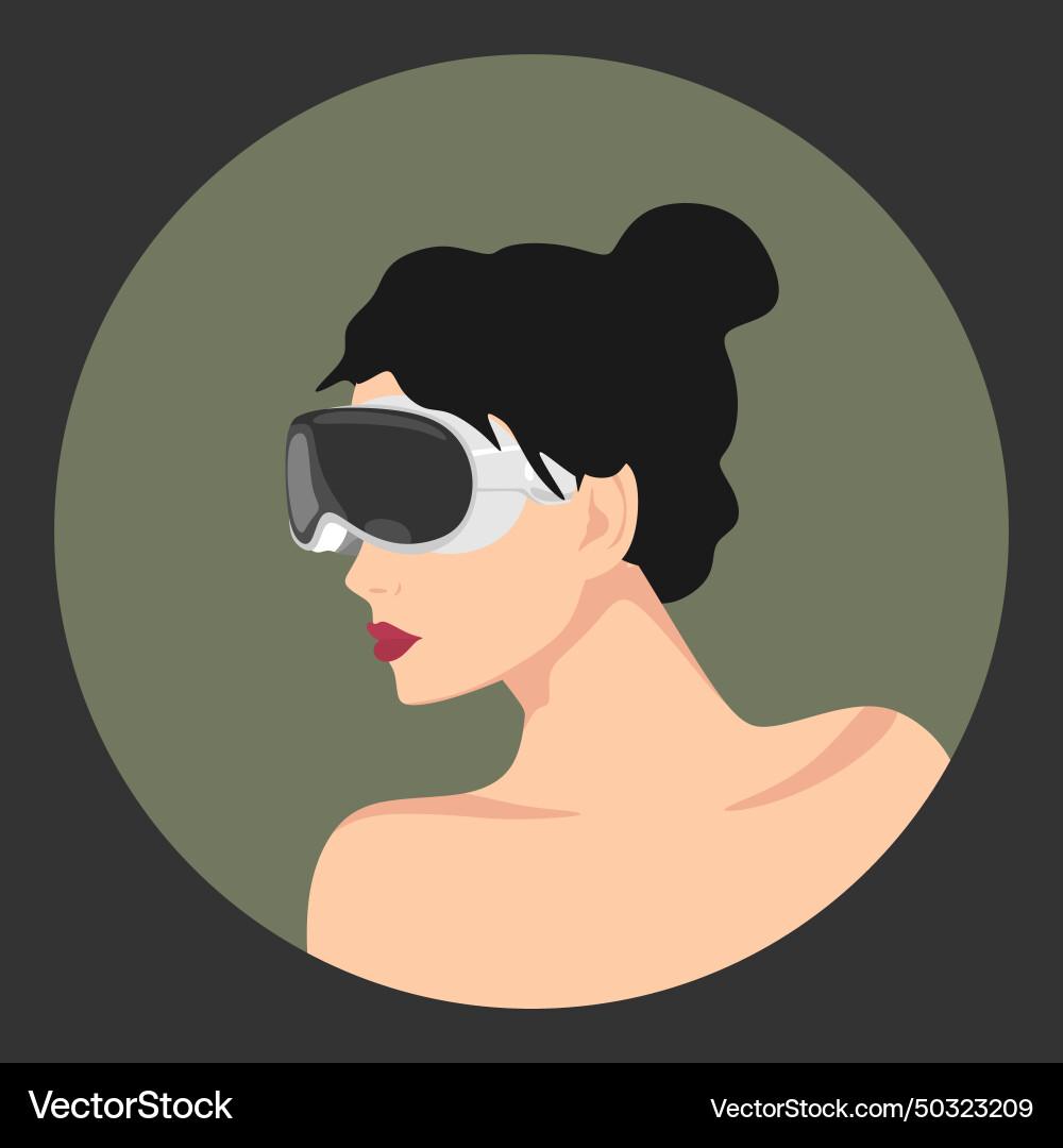 Girl with spatial computing device vector image