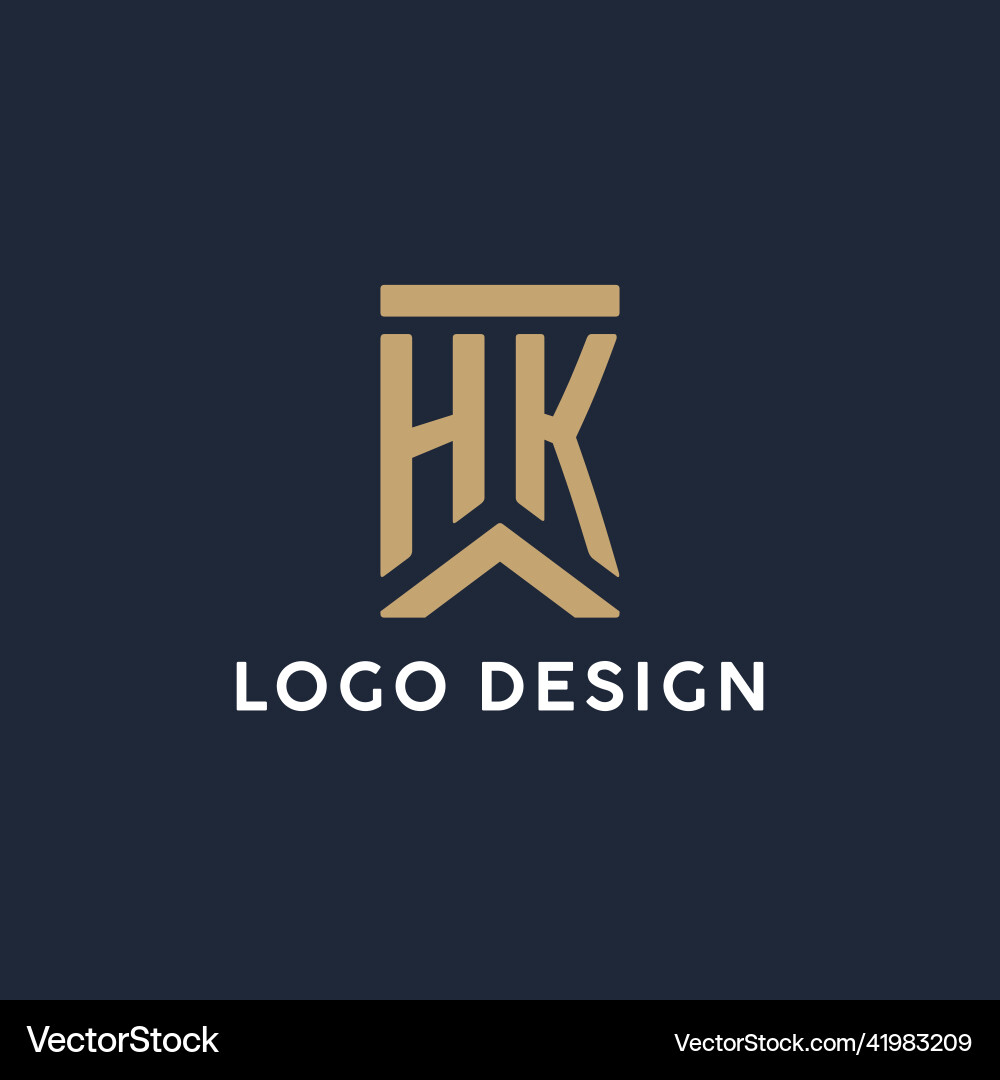 Hk initial monogram logo design in a rectangular Vector Image