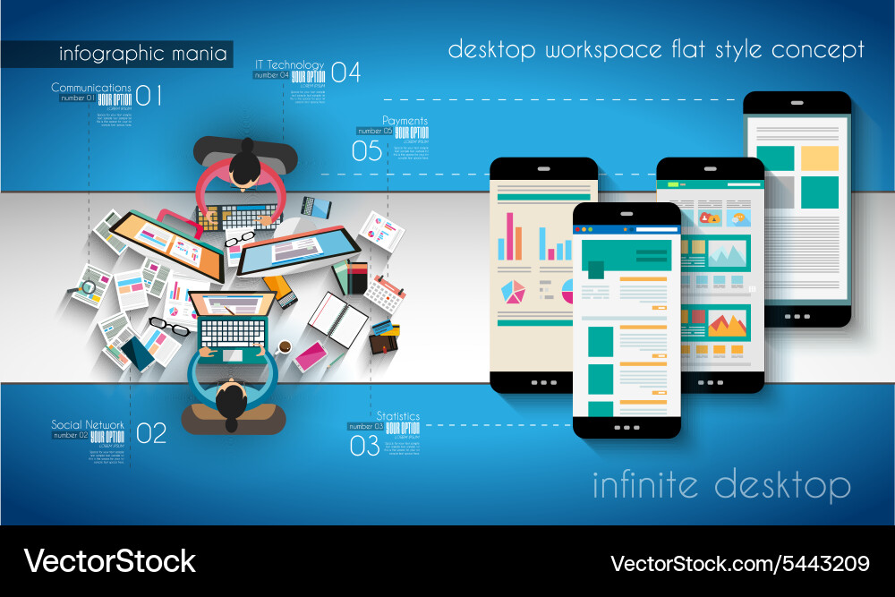 Infographic template with flat ui icons for ttem Vector Image