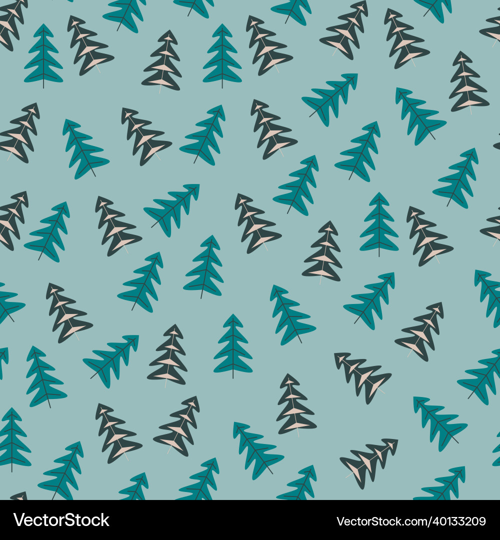 Pine trees spruce branches and twigs patterns vector image