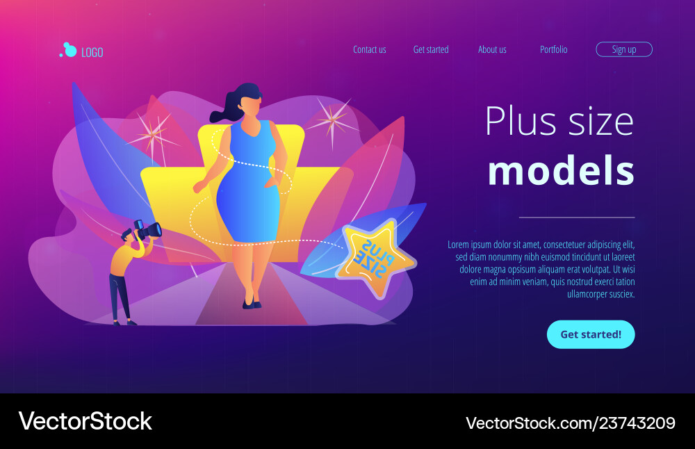 Plus size models concept landing page Plus size models concept landing page Vector Image