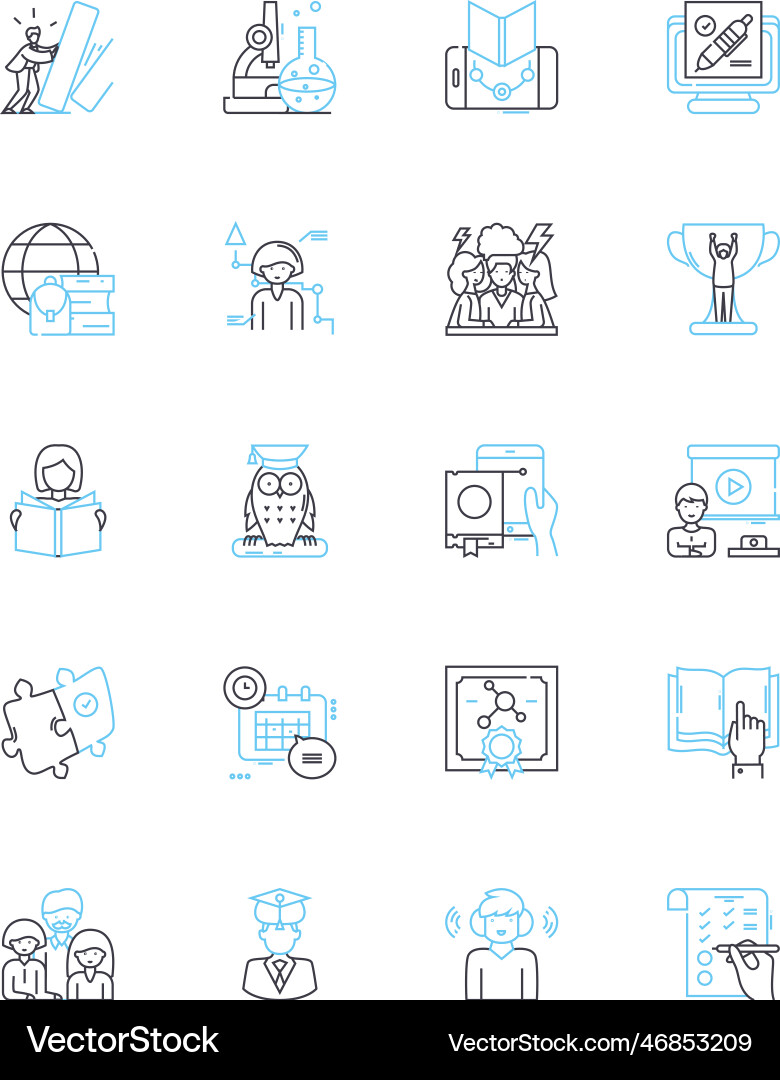 Professional development linear icons set Professional development linear icons set vector image