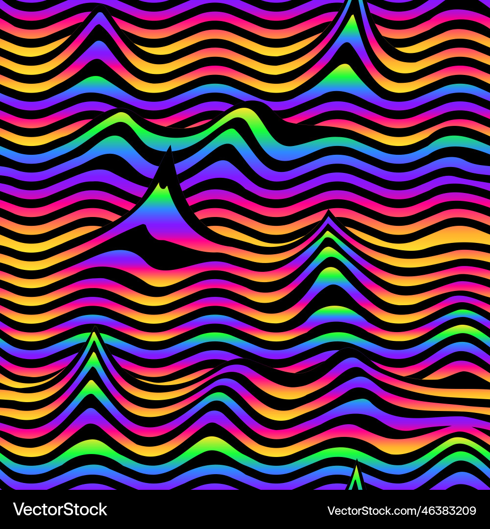 Rainbow gradient wavy lines seamless pattern Rainbow gradient wavy lines seamless pattern vector image