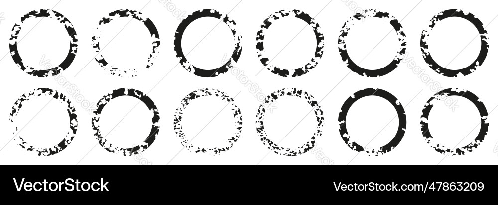 Round grunge frame set splatter in circle shape Round grunge frame set splatter in circle shape vector image