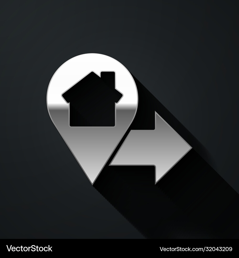 Silver map pointer with house icon isolated Silver map pointer with house icon isolated vector image