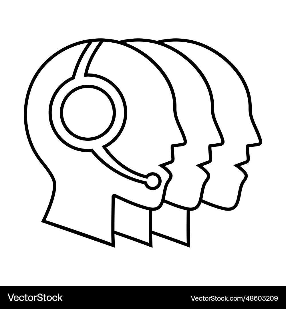Simple outline of team call center operators Simple outline of team call center operators vector image