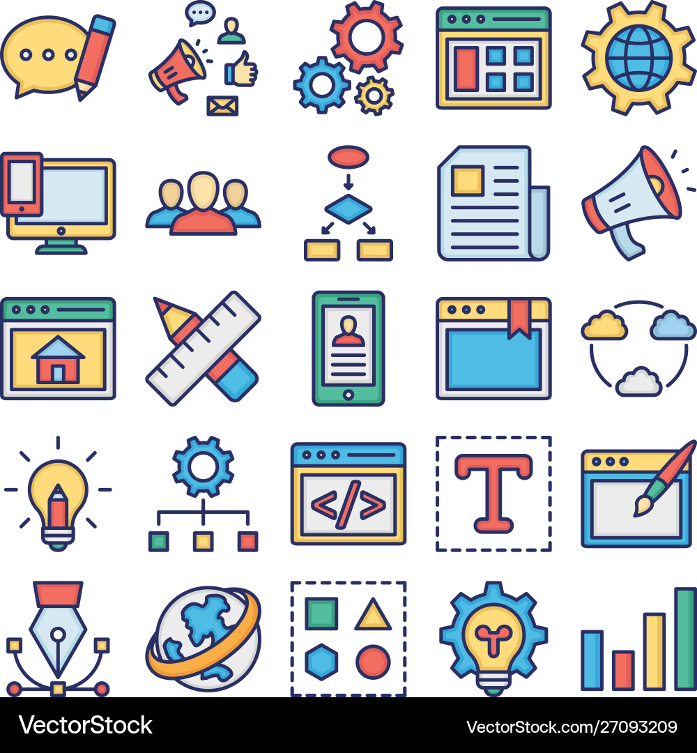 Web and optimization isolated icons set Vector Image