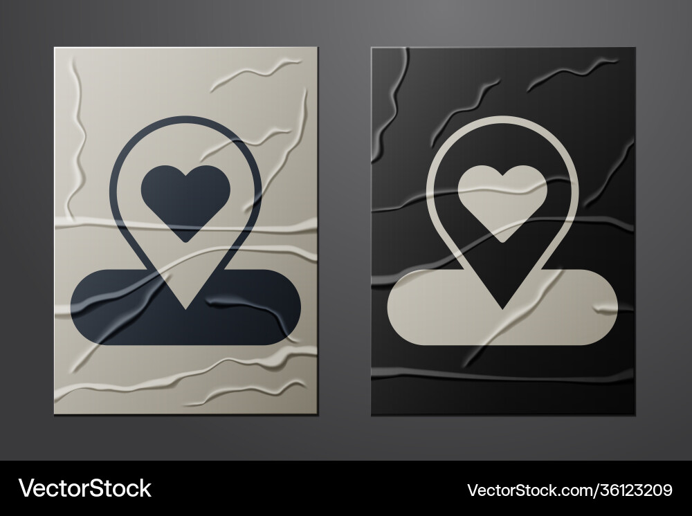 White map pointer with heart icon isolated vector image
