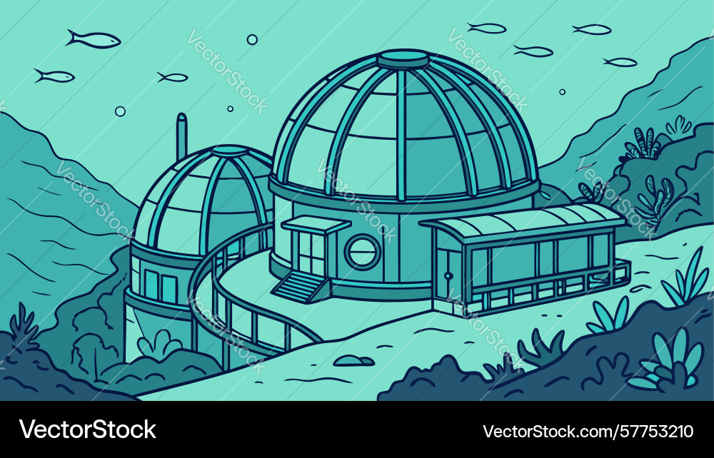 Advanced underwater base with domed structures Vector Image