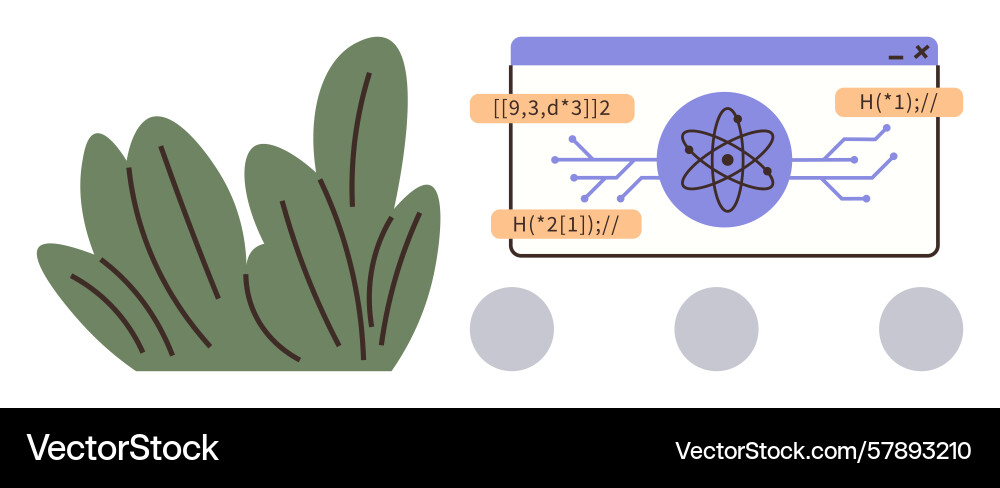 Atomic model displayed on a web interface Atomic model displayed on a web interface Vector Image