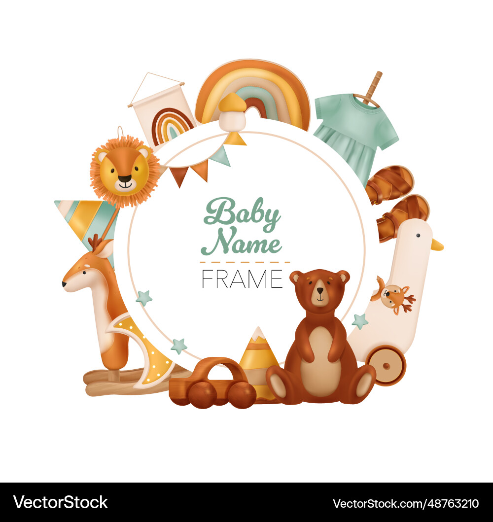 Babyname Retro Rahmen Babyname Retro Rahmen vektorbild