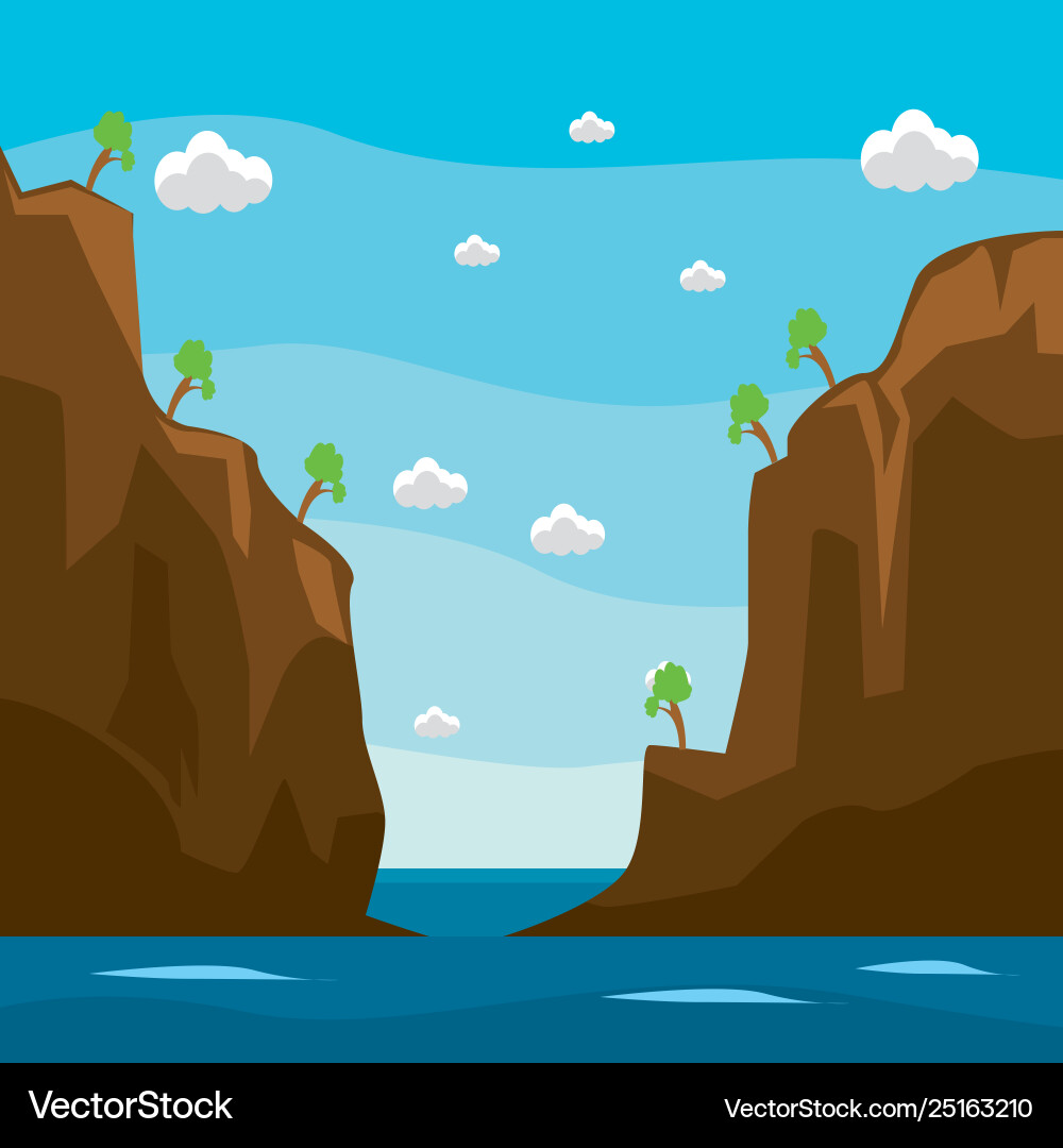 Background design sea views and cliffs vector image