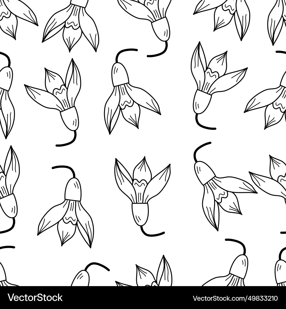 Botanical seamless pattern with snowdrops Vector Image