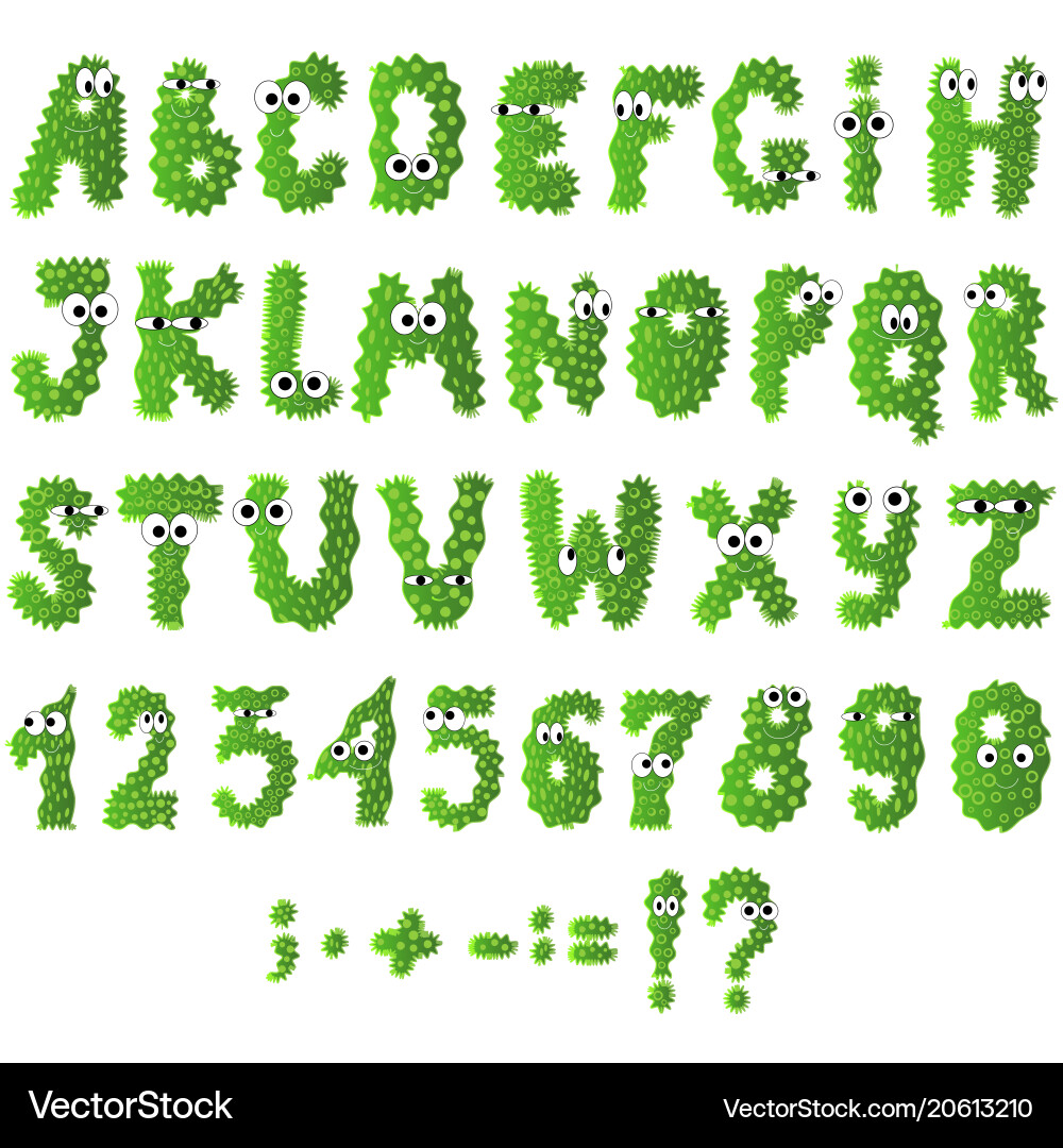 Cartoon Monster Alphabet Icons Vector Image
