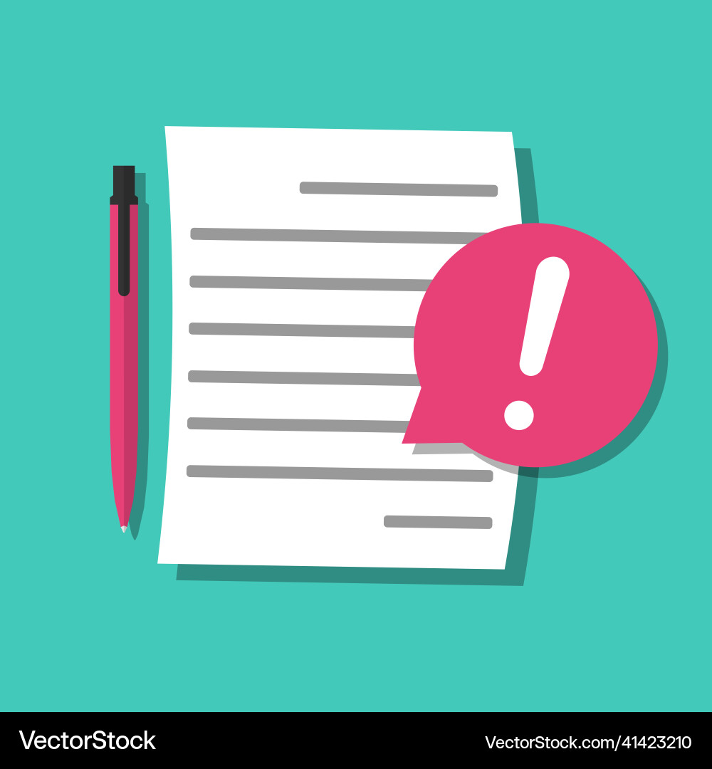 Document error warning text file and notification Document error warning text file and notification vector image