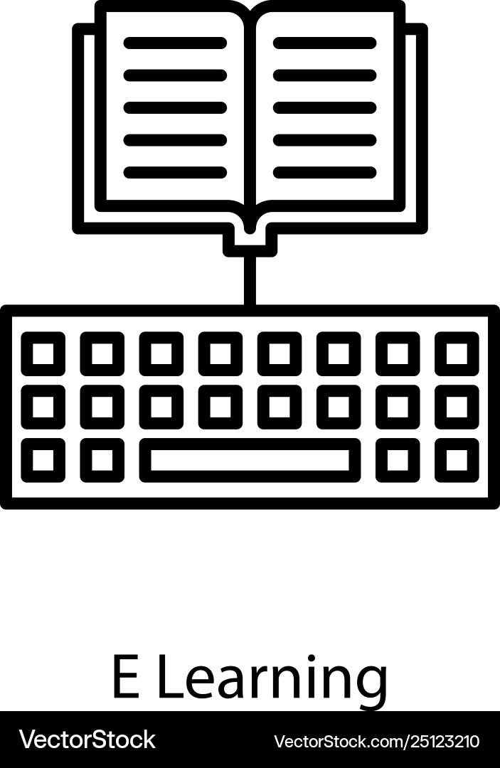 E learning icon in line design vector image