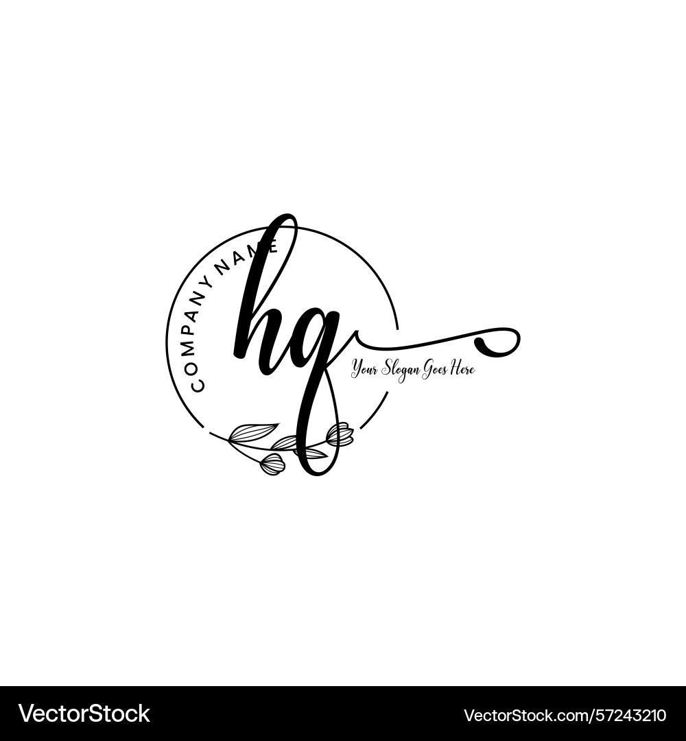 Elegant hq initial logo design with botanical Elegant hq initial logo design with botanical vector image