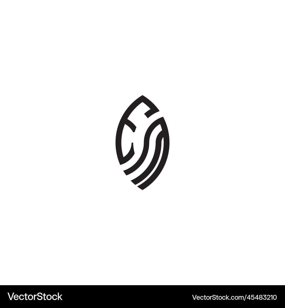 Em leaf shape line initial concept with high Vector Image
