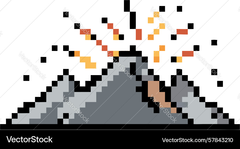 Exploding pixel art mountain with dynamic effect Vector Image