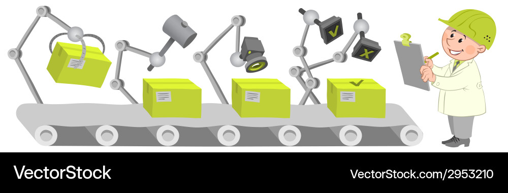 Factory Production Line Workers vector image
