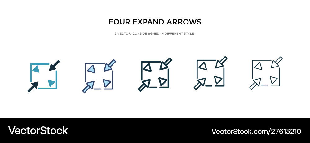 Four expand arrows icon in different style two Four expand arrows icon in different style two vector image