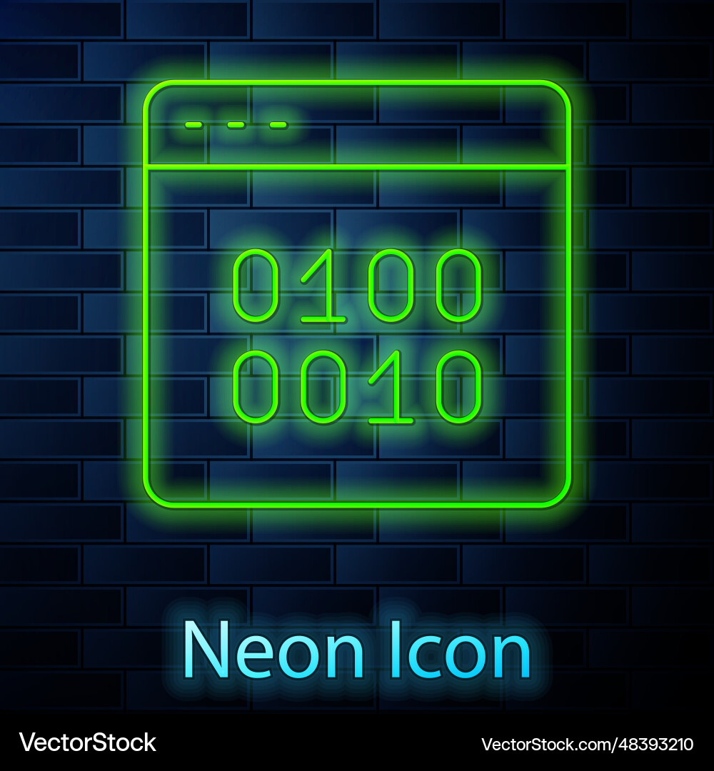 Glowing neon line binary code icon isolated Glowing neon line binary code icon isolated vector image