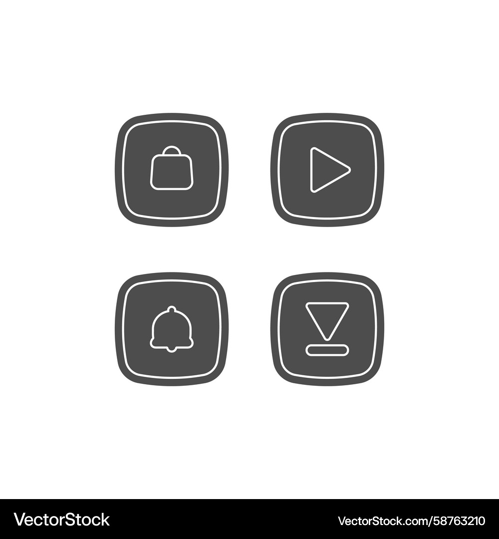 Minimalist Web Icons - Square Buttons Vector Image