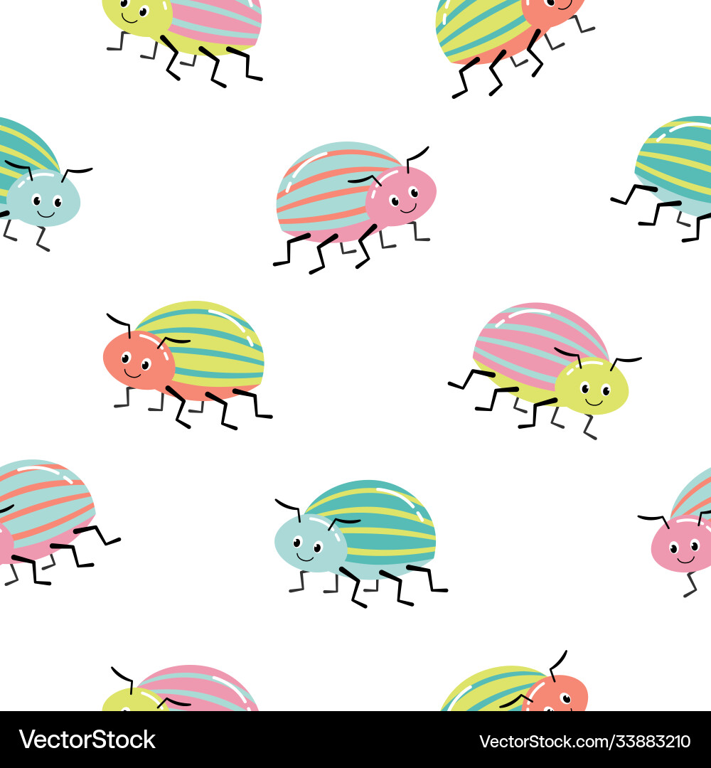 Seamless pattern with colorful bugs bright Seamless pattern with colorful bugs bright vector image