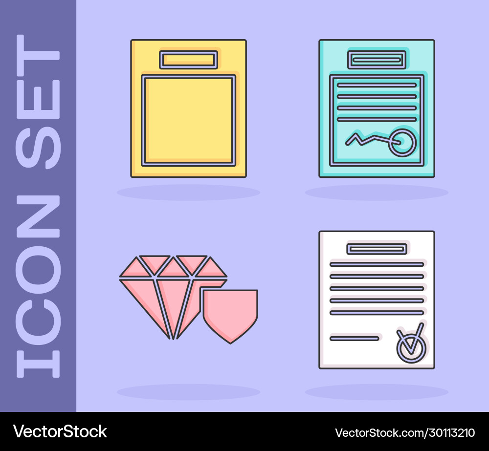 Set confirmed document and check mark empty form Set confirmed document and check mark empty form vector image