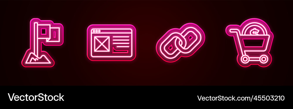 Set line location marker browser window chain Set line location marker browser window chain vector image