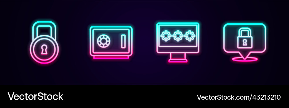Set line lock safe monitor with password Set line lock safe monitor with password vector image