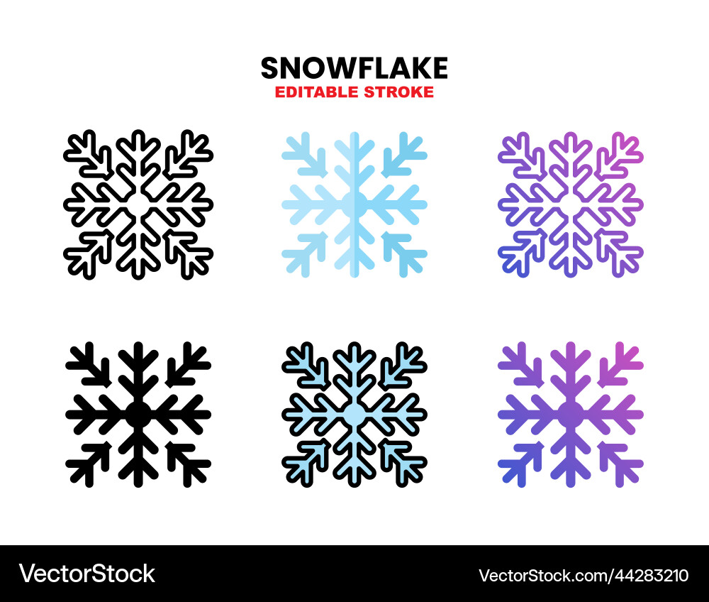 Snowflake icon set with different styles Snowflake icon set with different styles vector image