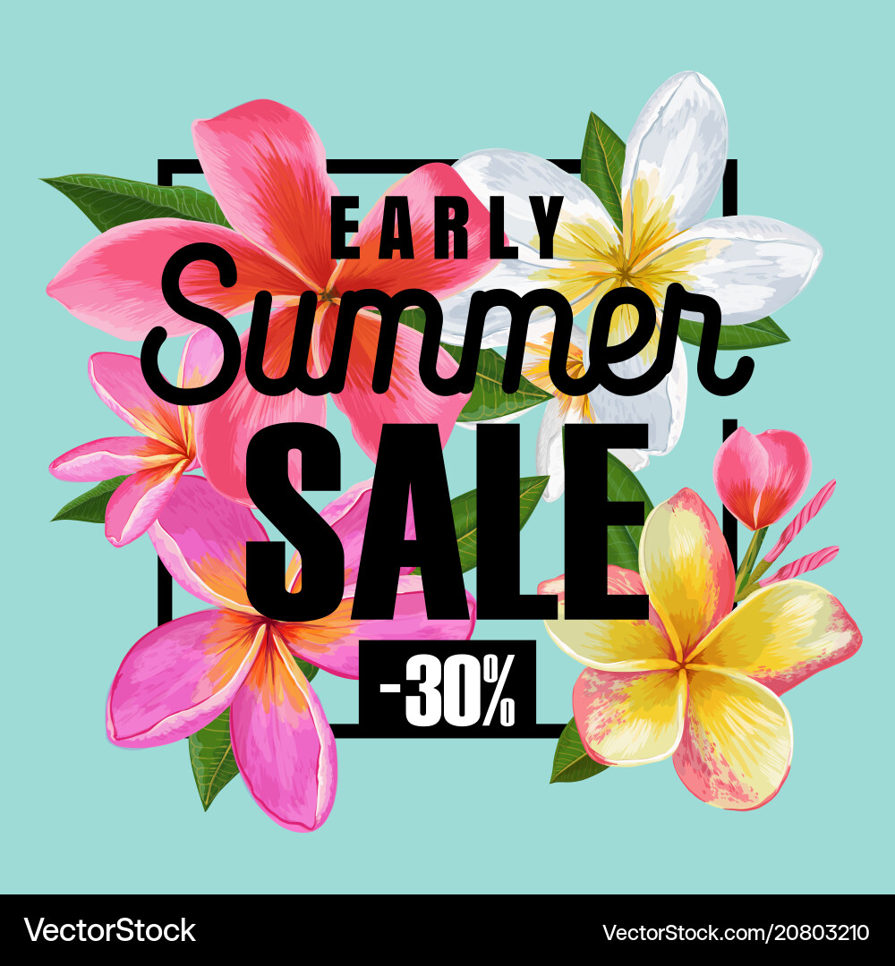 Summer sale floral banner seasonal discount ads Summer sale floral banner seasonal discount ads vector image