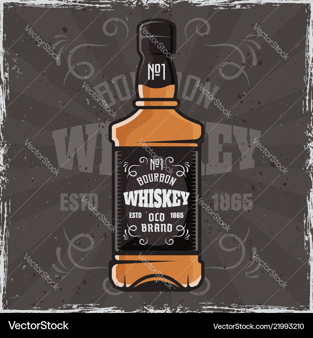 Vintage Whiskey Bottle Banner Vektorbild