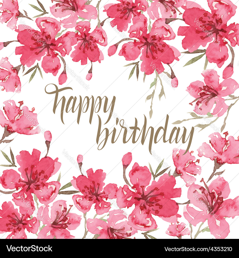 Watercolor greeting card flowers vector image