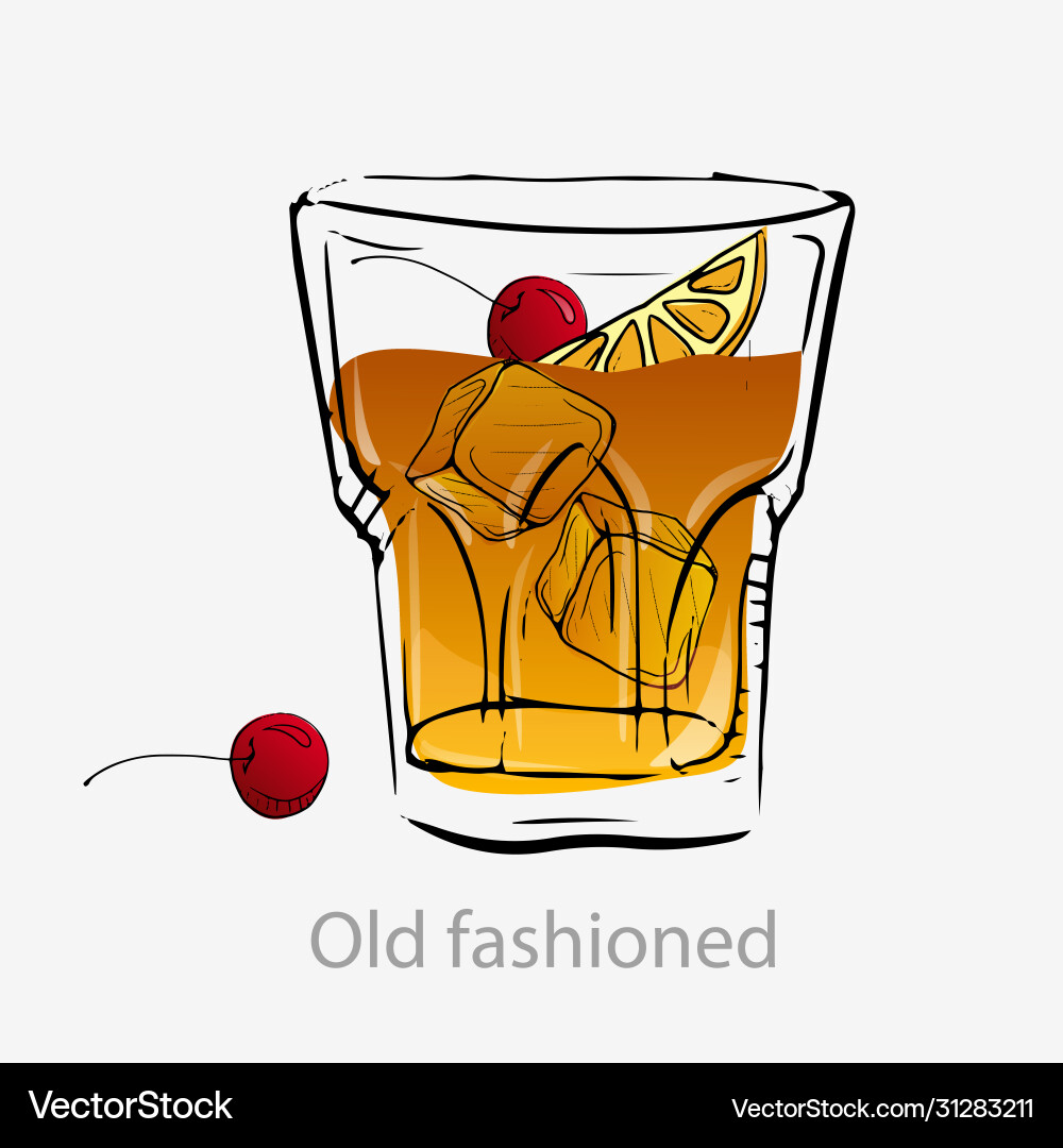 Alte modische Cocktail orange Alte modische Cocktail orange vektorbild
