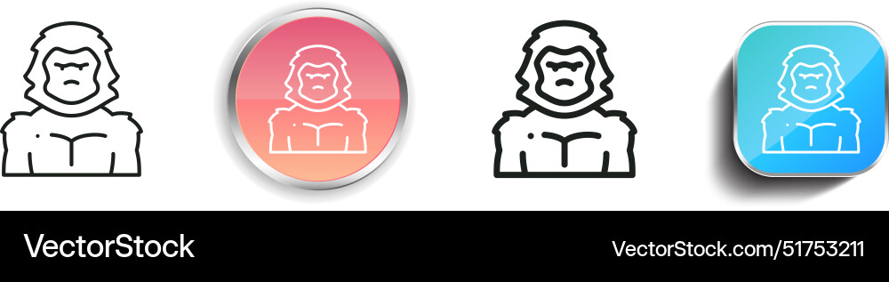 Bigfoot icon thin linear regular and button style vector image