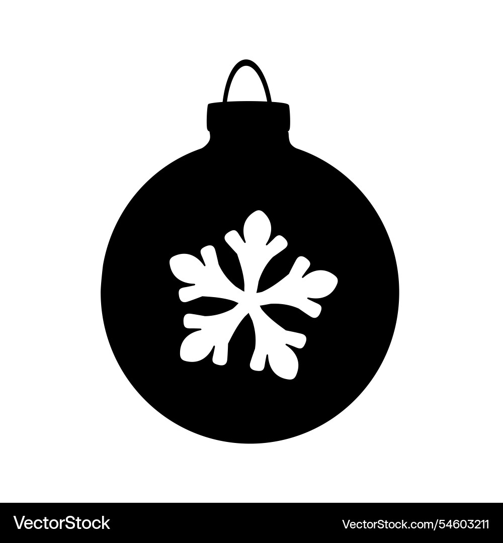 Black silhouette christmas ball with snowflake Black silhouette christmas ball with snowflake vector image