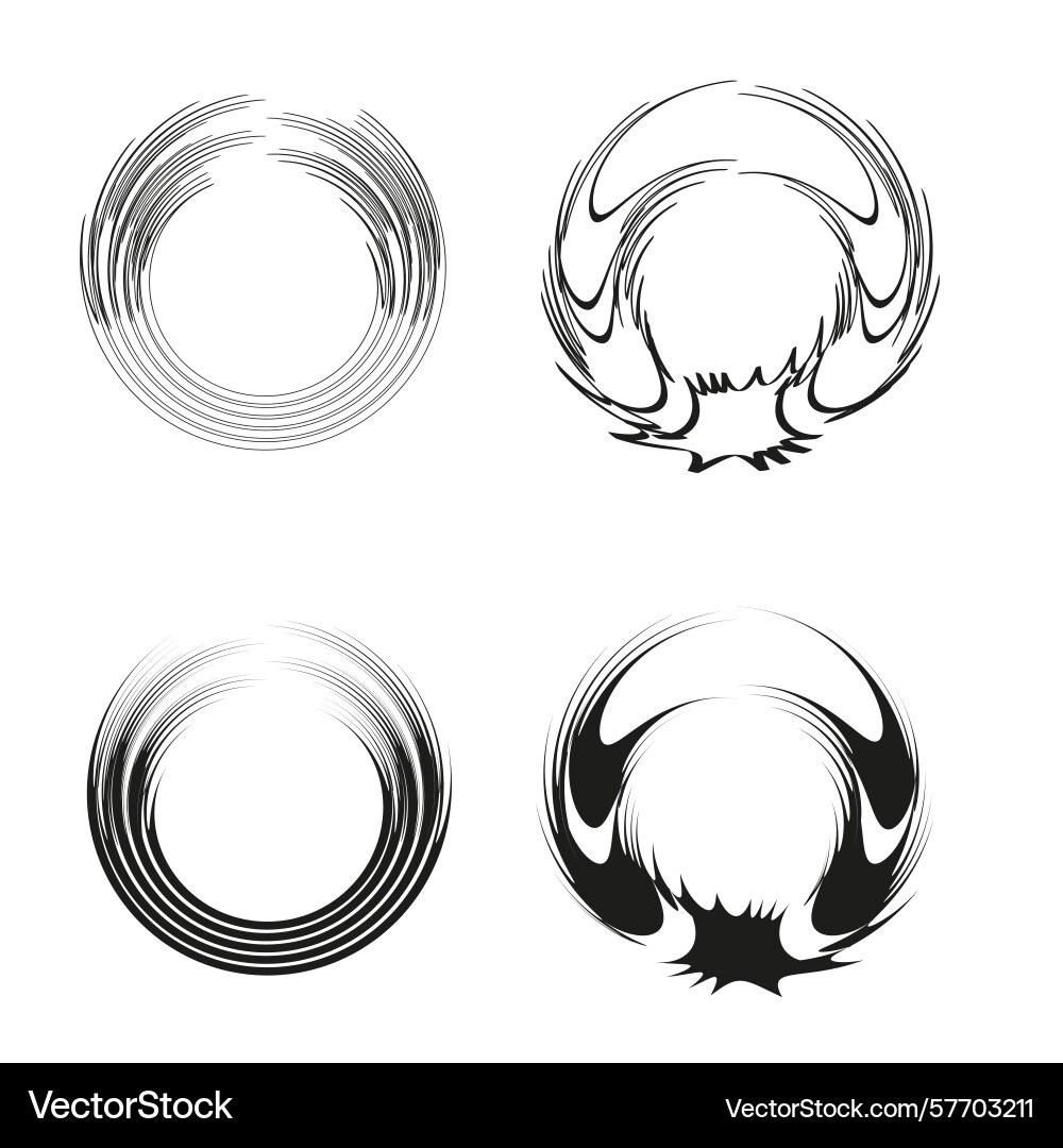 Circular speed lines dynamic ring set swirl vector image