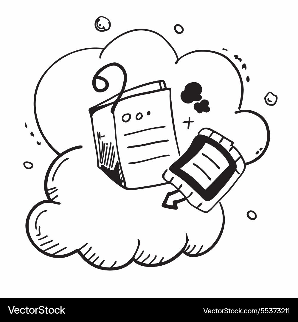 Cloud and book with documentation wording concept vector image