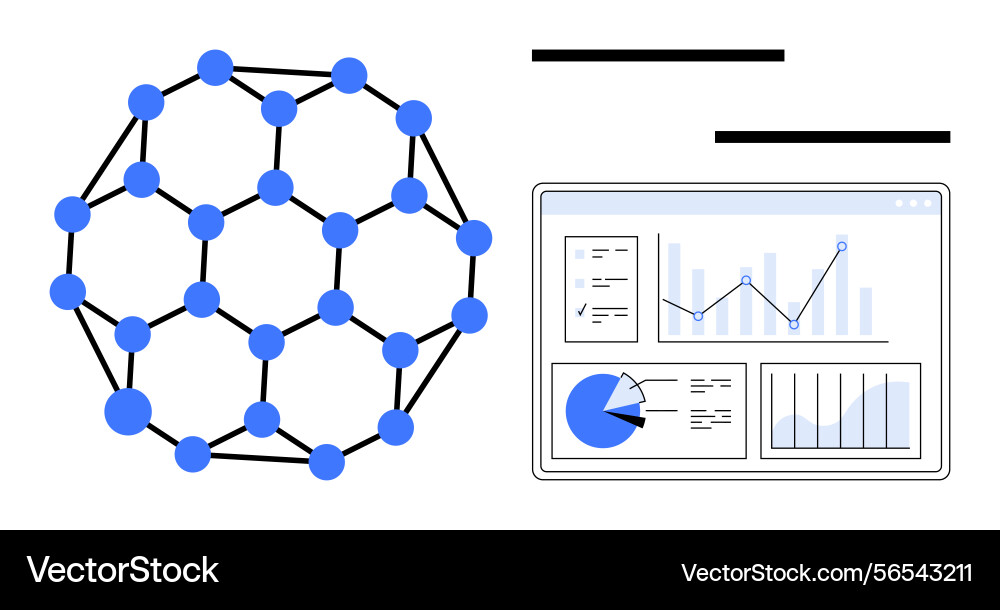 Data analysis with network structure Data analysis with network structure vector image
